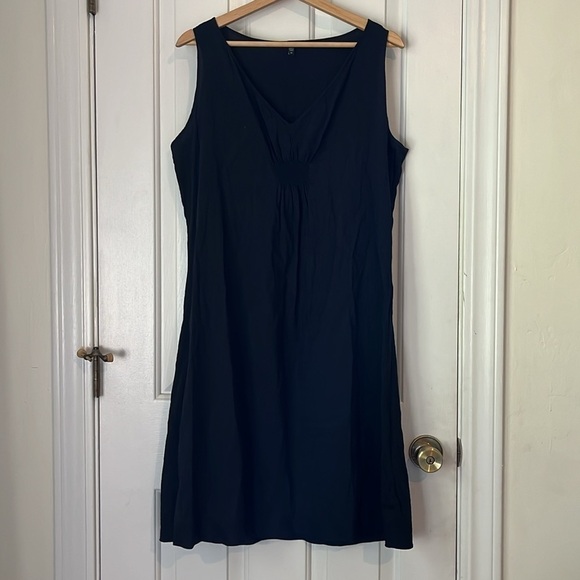 Eileen Fisher | Linen Blend Stretch Sleeveless Smocked Dress Medium Lagenlook - Picture 2 of 7